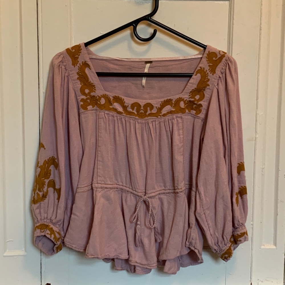 Free People Peasant Top - Rose and Gold - Sz XS